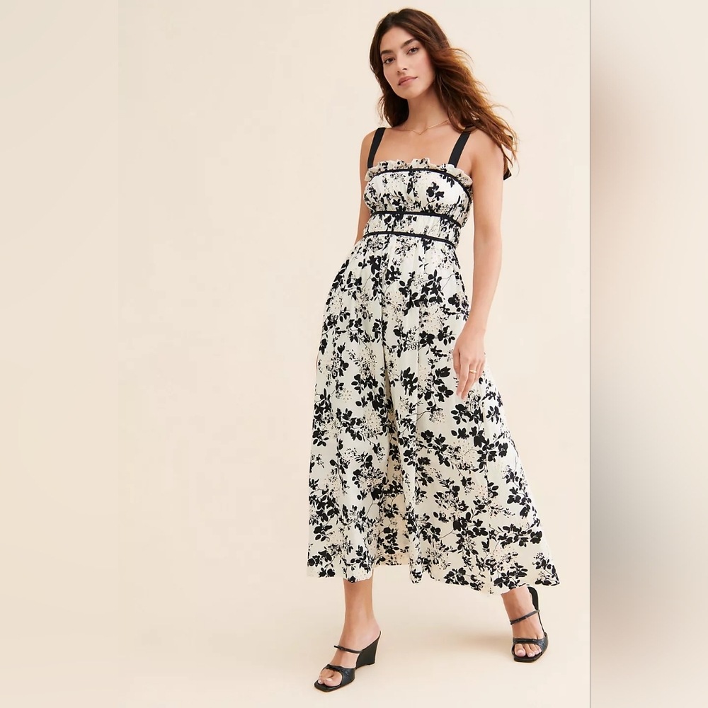 EN SAISON Floral Eyelet Midi Dress NWT Sz S